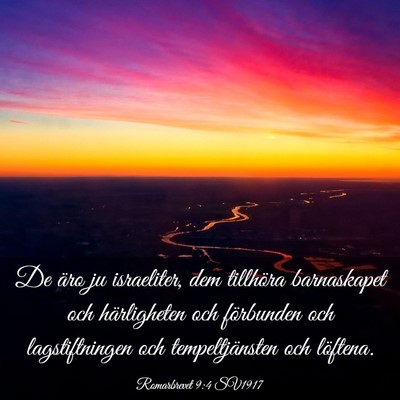 Picture 03 - Romarbrevet 9:4 SV1917 - De äro ju israeliter, dem tillhöra barnaskapet - Bible Verse Picture