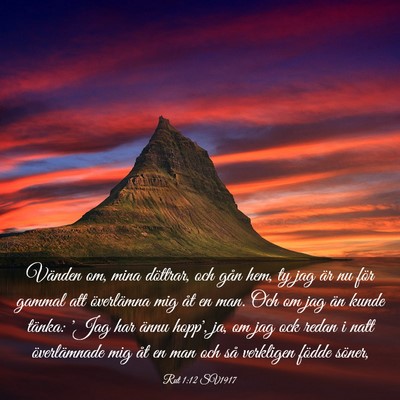 Picture 03 - Rut 1:12 SV1917 - Vänden om, mina döttrar, och gån hem, ty jag - Bible Verse Picture