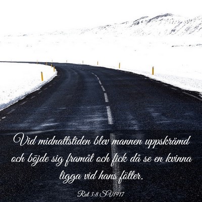 Picture 03 - Rut 3:8 SV1917 - Vid midnattstiden blev mannen uppskrämd och - Bible Verse Picture