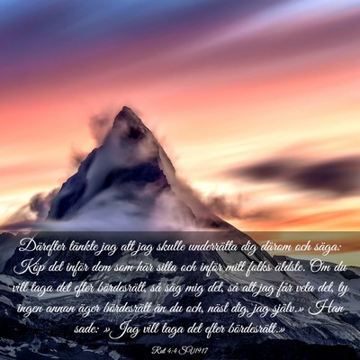 Picture 03 - Rut 4:4 SV1917 - Därefter tänkte jag att jag skulle underrätta - Bible Verse Picture