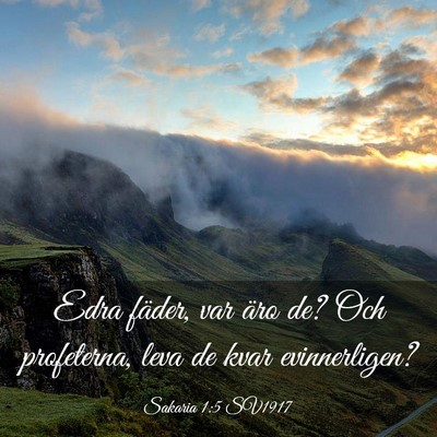 Picture 03 - Sakaria 1:5 SV1917 - Edra fäder, var äro de? Och profeterna, leva de - Bible Verse Picture