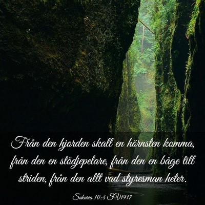Picture 03 - Sakaria 10:4 SV1917 - Från den hjorden skall en hörnsten komma, från - Bible Verse Picture