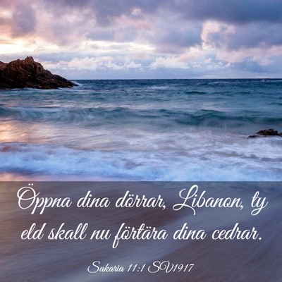 Picture 03 - Sakaria 11:1 SV1917 - Öppna dina dörrar, Libanon, ty eld skall nu - Bible Verse Picture