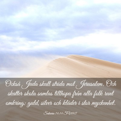 Picture 03 - Sakaria 14:14 SV1917 - Också Juda skall strida mot Jerusalem. Och - Bible Verse Picture