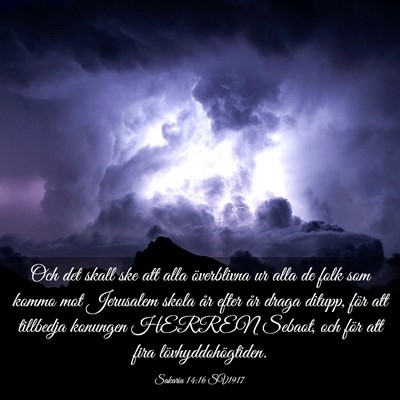Picture 03 - Sakaria 14:16 SV1917 - Och det skall ske att alla överblivna ur alla de - Bible Verse Picture