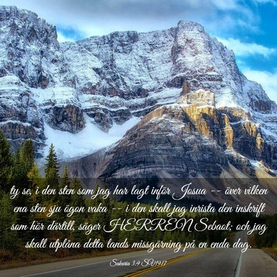 Picture 03 - Sakaria 3:9 SV1917 - ty se, i den sten som jag har lagt inför Josua - Bible Verse Picture