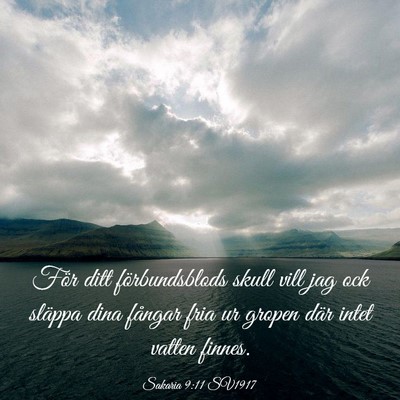 Picture 03 - Sakaria 9:11 SV1917 - För ditt förbundsblods skull vill jag ock - Bible Verse Picture