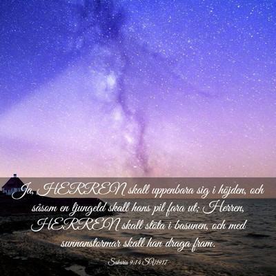 Picture 03 - Sakaria 9:14 SV1917 - Ja, HERREN skall uppenbara sig i höjden, och - Bible Verse Picture