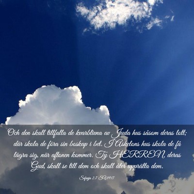Picture 03 - Sefanja 2:7 SV1917 - Och den skall tillfalla de kvarblivna av Juda hus - Bible Verse Picture