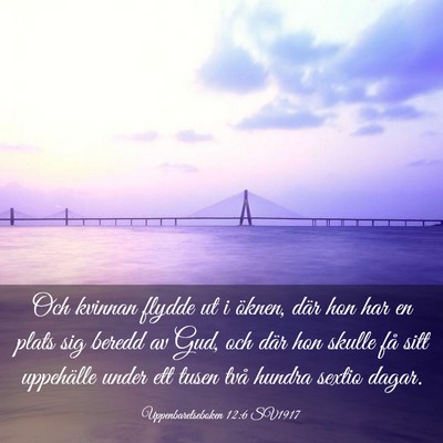 Picture 03 - Uppenbarelseboken 12:6 SV1917 - Och kvinnan flydde ut i öknen, där hon har en - Bible Verse Picture