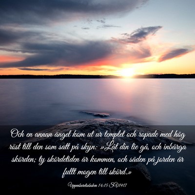Picture 03 - Uppenbarelseboken 14:15 SV1917 - Och en annan ängel kom ut ur templet och ropade - Bible Verse Picture