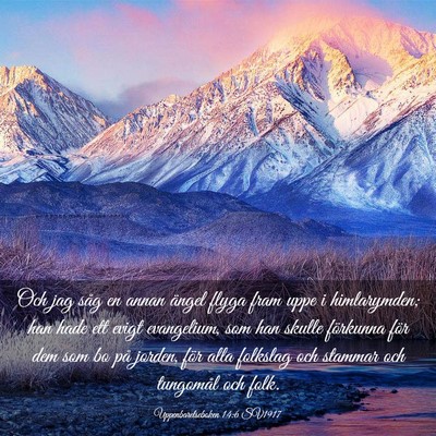 Picture 03 - Uppenbarelseboken 14:6 SV1917 - Och jag såg en annan ängel flyga fram uppe i - Bible Verse Picture