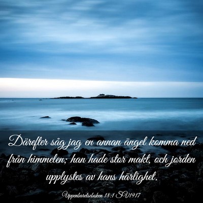 Picture 03 - Uppenbarelseboken 18:1 SV1917 - Därefter såg jag en annan ängel komma ned - Bible Verse Picture