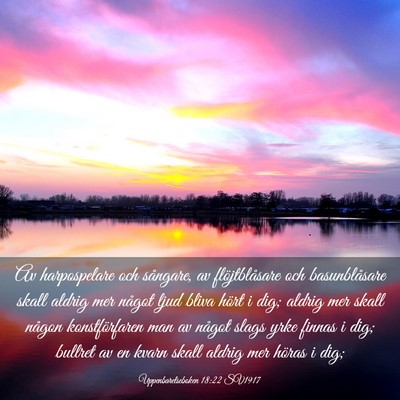 Picture 03 - Uppenbarelseboken 18:22 SV1917 - Av harpospelare och sångare, av flöjtblåsare - Bible Verse Picture