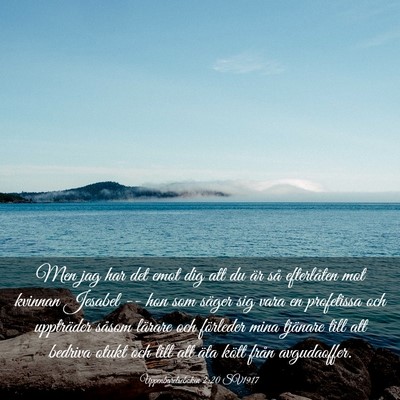 Picture 03 - Uppenbarelseboken 2:20 SV1917 - Men jag har det emot dig att du är så - Bible Verse Picture
