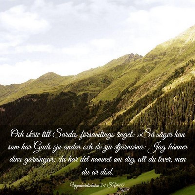 Picture 03 - Uppenbarelseboken 3:1 SV1917 - Och skriv till Sardes' församlings ängel: »Så - Bible Verse Picture