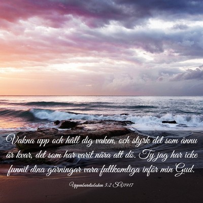 Picture 03 - Uppenbarelseboken 3:2 SV1917 - Vakna upp och håll dig vaken, och styrk det som - Bible Verse Picture