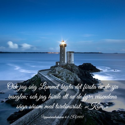 Picture 03 - Uppenbarelseboken 6:1 SV1917 - Och jag såg Lammet bryta det första av de sju - Bible Verse Picture