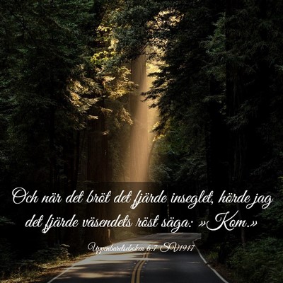 Picture 03 - Uppenbarelseboken 6:7 SV1917 - Och när det bröt det fjärde inseglet, hörde - Bible Verse Picture