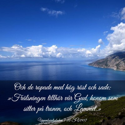 Picture 03 - Uppenbarelseboken 7:10 SV1917 - Och de ropade med hög röst och sade: - Bible Verse Picture