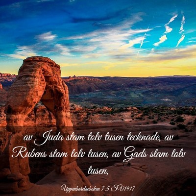 Picture 03 - Uppenbarelseboken 7:5 SV1917 - av Juda stam tolv tusen tecknade, av Rubens stam - Bible Verse Picture