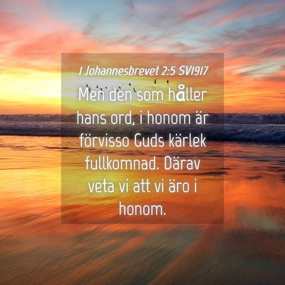 Picture 04 - 1 Johannesbrevet 2:5 SV1917 - Men den som håller hans ord, i honom är - Bible Verse Picture