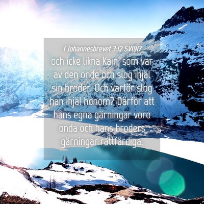 Picture 04 - 1 Johannesbrevet 3:12 SV1917 - och icke likna Kain, som var av den onde och slog - Bible Verse Picture