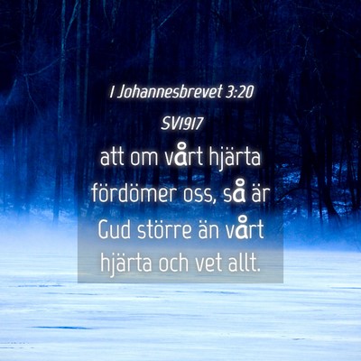Picture 04 - 1 Johannesbrevet 3:20 SV1917 - att om vårt hjärta fördömer oss, så är Gud - Bible Verse Picture