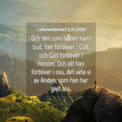 Picture 04 - 1 Johannesbrevet 3:24 SV1917 - Och den som håller hans bud, han förbliver i - Bible Verse Picture