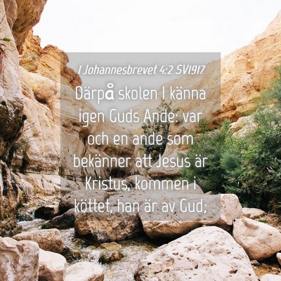Picture 04 - 1 Johannesbrevet 4:2 SV1917 - Därpå skolen I känna igen Guds Ande: var och - Bible Verse Picture
