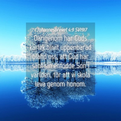 Picture 04 - 1 Johannesbrevet 4:9 SV1917 - Därigenom har Guds kärlek blivit uppenbarad - Bible Verse Picture