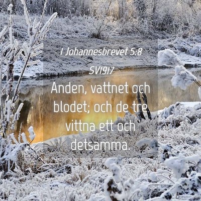 Picture 04 - 1 Johannesbrevet 5:8 SV1917 - Anden, vattnet och blodet; och de tre vittna ett - Bible Verse Picture