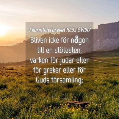 Picture 04 - 1 Korinthierbrevet 10:32 SV1917 - Bliven icke för någon till en stötesten, - Bible Verse Picture
