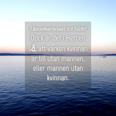 Picture 04 - 1 Korinthierbrevet 11:11 SV1917 - Dock är det i Herren så, att varken kvinnan är - Bible Verse Picture