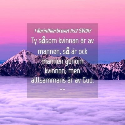 Picture 04 - 1 Korinthierbrevet 11:12 SV1917 - Ty såsom kvinnan är av mannen, så är ock - Bible Verse Picture