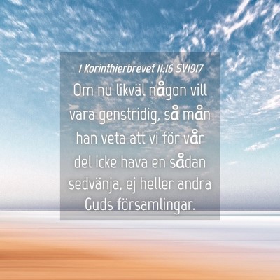 Picture 04 - 1 Korinthierbrevet 11:16 SV1917 - Om nu likväl någon vill vara genstridig, så - Bible Verse Picture