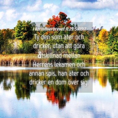 Picture 04 - 1 Korinthierbrevet 11:29 SV1917 - Ty den som äter och dricker, utan att göra - Bible Verse Picture