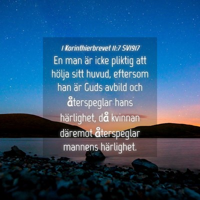 Picture 04 - 1 Korinthierbrevet 11:7 SV1917 - En man är icke pliktig att hölja sitt huvud, - Bible Verse Picture