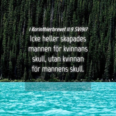 Picture 04 - 1 Korinthierbrevet 11:9 SV1917 - Icke heller skapades mannen för kvinnans skull, - Bible Verse Picture