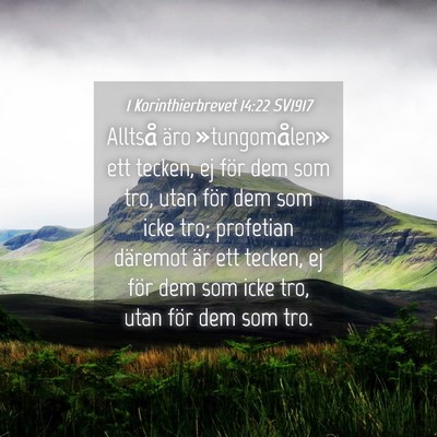 Picture 04 - 1 Korinthierbrevet 14:22 SV1917 - Alltså äro »tungomålen» ett tecken, ej för - Bible Verse Picture