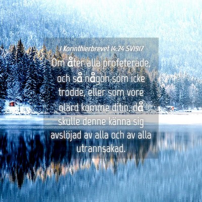 Picture 04 - 1 Korinthierbrevet 14:24 SV1917 - Om åter alla profeterade, och så någon som - Bible Verse Picture