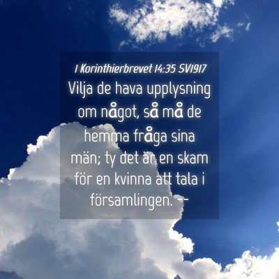 Picture 04 - 1 Korinthierbrevet 14:35 SV1917 - Vilja de hava upplysning om något, så må de - Bible Verse Picture