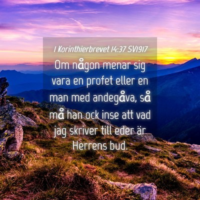 Picture 04 - 1 Korinthierbrevet 14:37 SV1917 - Om någon menar sig vara en profet eller en man - Bible Verse Picture