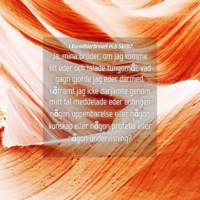 Picture 04 - 1 Korinthierbrevet 14:6 SV1917 - Ja, mina bröder, om jag komme till eder och - Bible Verse Picture