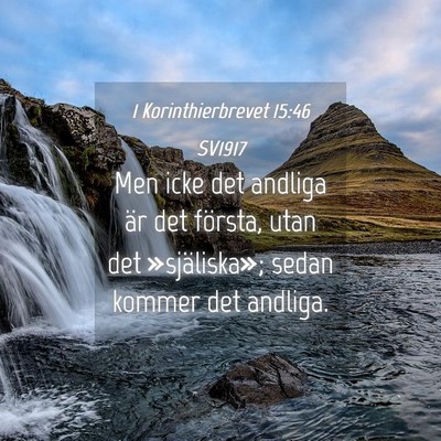 Picture 04 - 1 Korinthierbrevet 15:46 SV1917 - Men icke det andliga är det första, utan det - Bible Verse Picture
