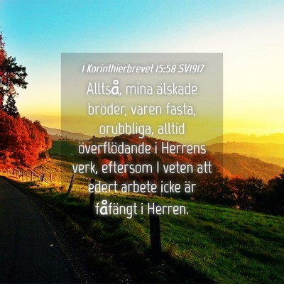 Picture 04 - 1 Korinthierbrevet 15:58 SV1917 - Alltså, mina älskade bröder, varen fasta, - Bible Verse Picture
