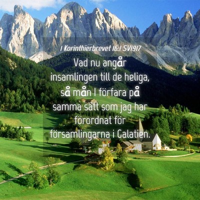 Picture 04 - 1 Korinthierbrevet 16:1 SV1917 - Vad nu angår insamlingen till de heliga, så - Bible Verse Picture