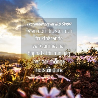 Picture 04 - 1 Korinthierbrevet 16:9 SV1917 - Ty en dörr till stor och fruktbärande - Bible Verse Picture