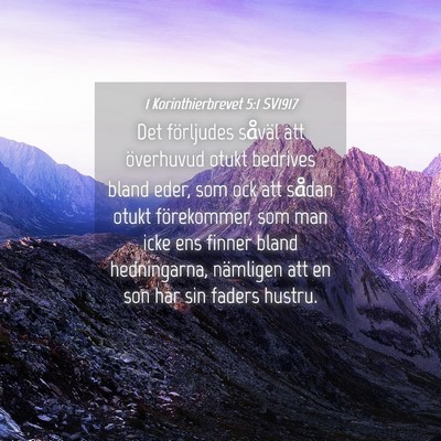 Picture 04 - 1 Korinthierbrevet 5:1 SV1917 - Det förljudes såväl att överhuvud otukt - Bible Verse Picture
