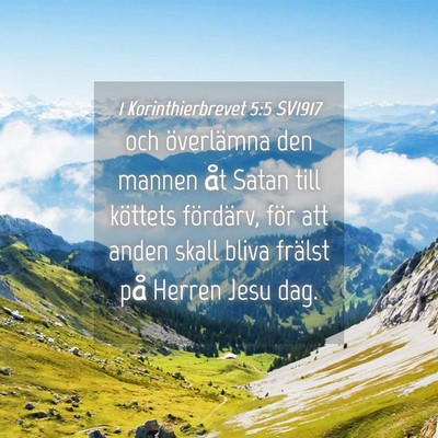Picture 04 - 1 Korinthierbrevet 5:5 SV1917 - och överlämna den mannen åt Satan till - Bible Verse Picture